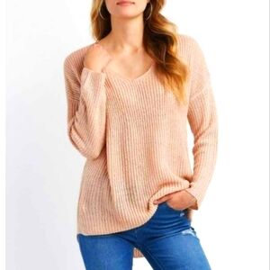 SO Tan Ribbed Long Sleeve Tee Top Sweater Sz. S